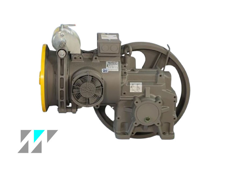 تصویر موتور گیربکس آسانسور ABB ایرانی مدل 6.1 کیلووات با فلکه 55 سانتیمتری مناسب ساختمانهای ۴ تا ۶ طبقه