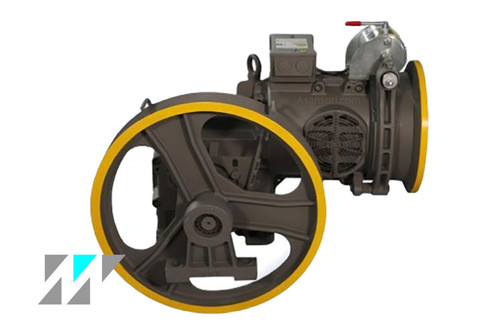 تصویر موتور گیربکس آسانسور ABB ایرانی مدل 6.1 کیلووات با فلکه 55 سانتیمتری مناسب ساختمانهای ۴ تا ۶ طبقه
